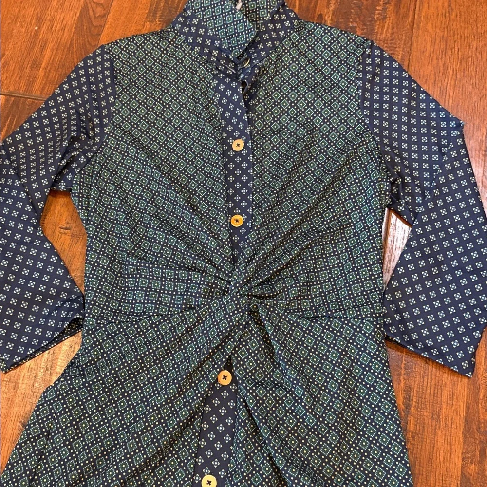 Gretchen Scott twist and shout Elegant Navy Patterned Dress NWT S